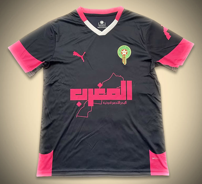 maillot-concept-maroc-edition-noir-et-rose-saison-2025-2026-tenue-de-football maillot concept Maroc édition noir et rose saison 2025 2026 tenue de football