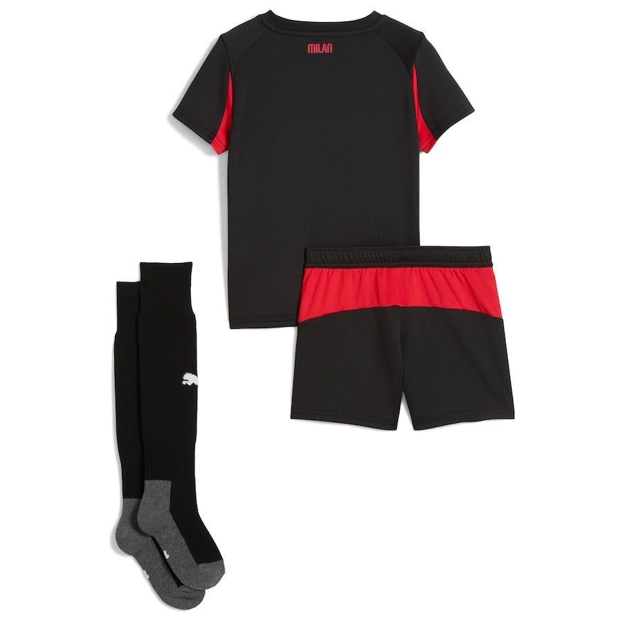 ensemble-enfant-ac-milan-maillot-domicile-saison-2025-2026-avec-short Conjunto niños AC Milan camiseta primera equipación temporada 2025 2026 con pantalón