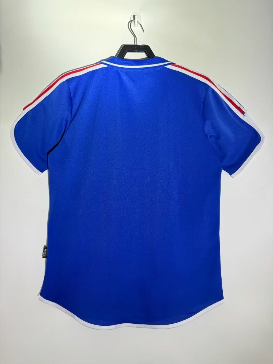 maillot de football équipe de France domicile saison deux mille col tricolore