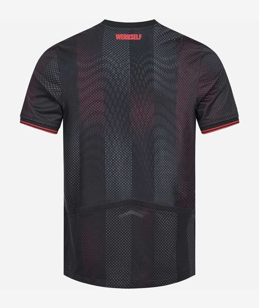 camiseta primera equipación Bayer Leverkusen temporada veinte veinticinco veinte veintiséis roja y negra