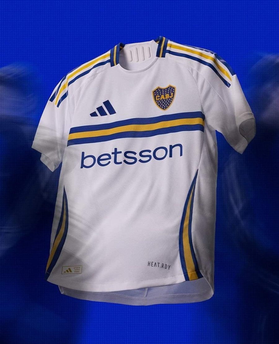 maillot-exterieur-boca-juniors-saison-2024-2025-bleu-et-jaune camiseta segunda equipación Boca Juniors temporada 2024 2025 azul y amarilla