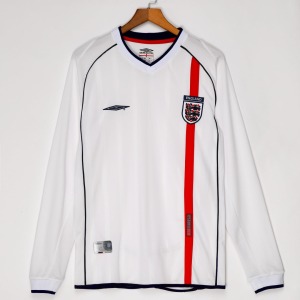 Camiseta Inglaterra Primera Equipación 2002 Manga Larga Retro