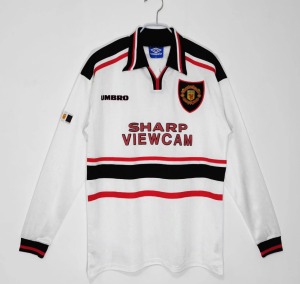Camiseta Manchester United 1998/99 Segunda Equipación Manga Larga