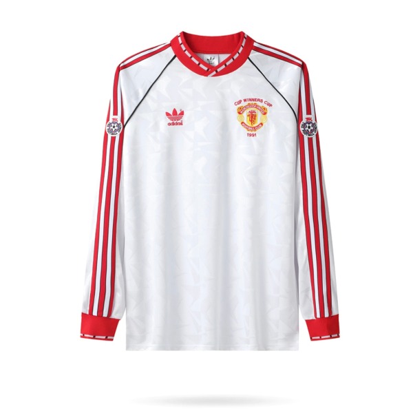 Camiseta Manchester United 1990/91 Segunda Equipación Manga Larga