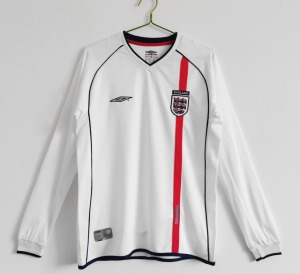 Camiseta Inglaterra 2002 Primera Equipación Manga Larga