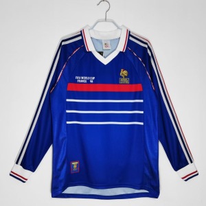 Camiseta Francia Primera Equipación Retro 1998 Mangas Largas