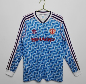 Camiseta Manchester United 1991/92 Segunda Equipación Mangas Largas