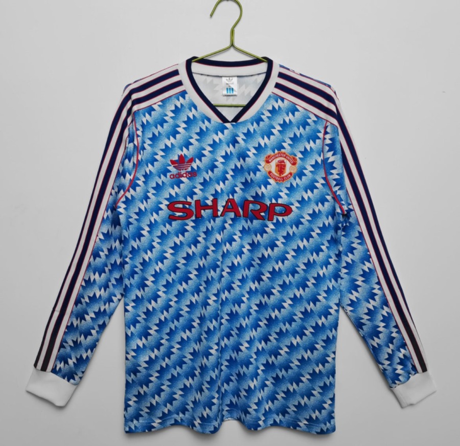 Camiseta Manchester United 1991/92 Segunda Equipación Mangas Largas