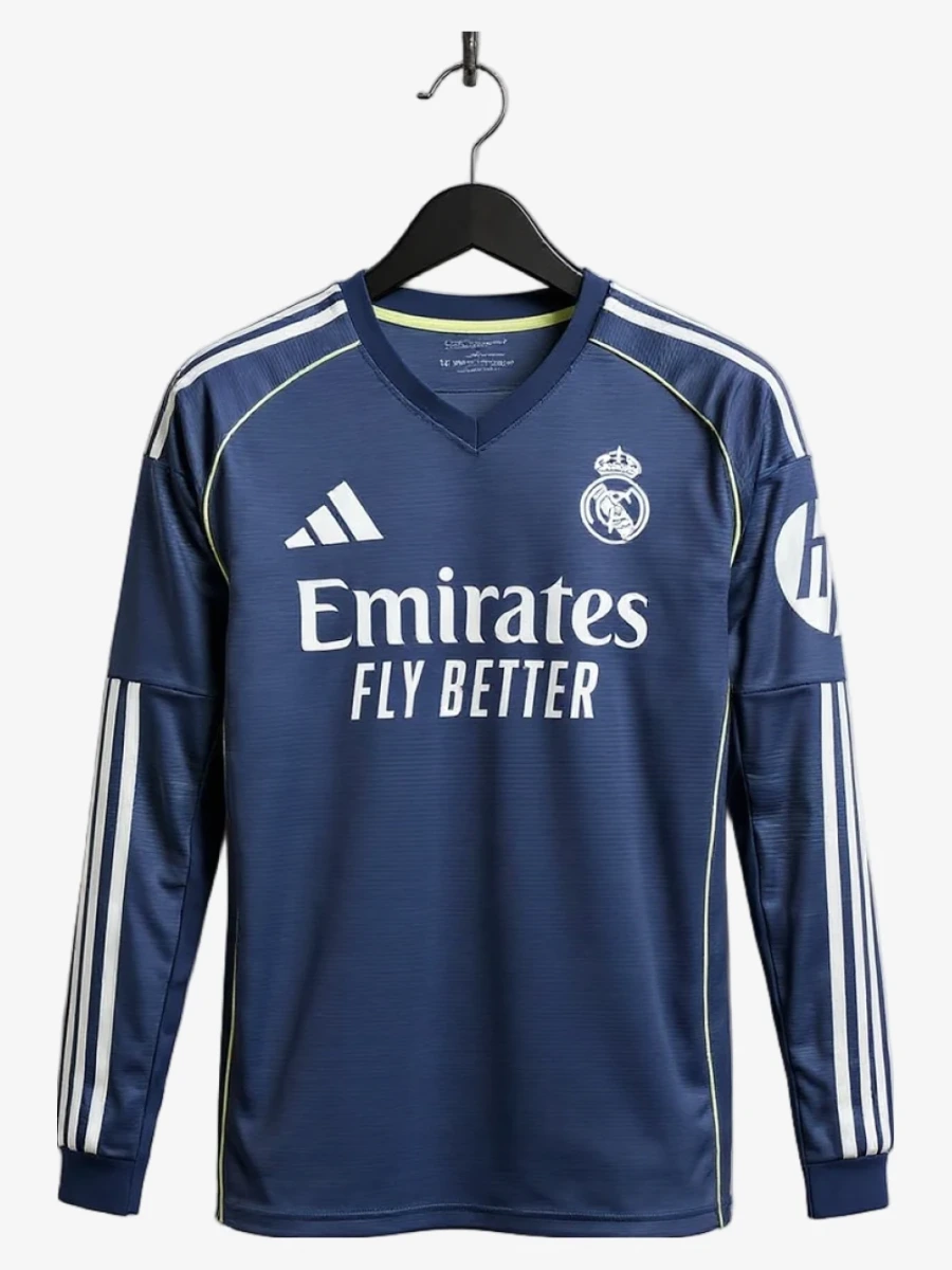 Camiseta Real Madrid Segunda Equipación Manga Larga 2025-2026