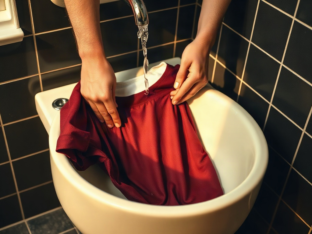Escurrido correcto de una camiseta de fútbol a mano: presionando sin torcer para proteger el flocado