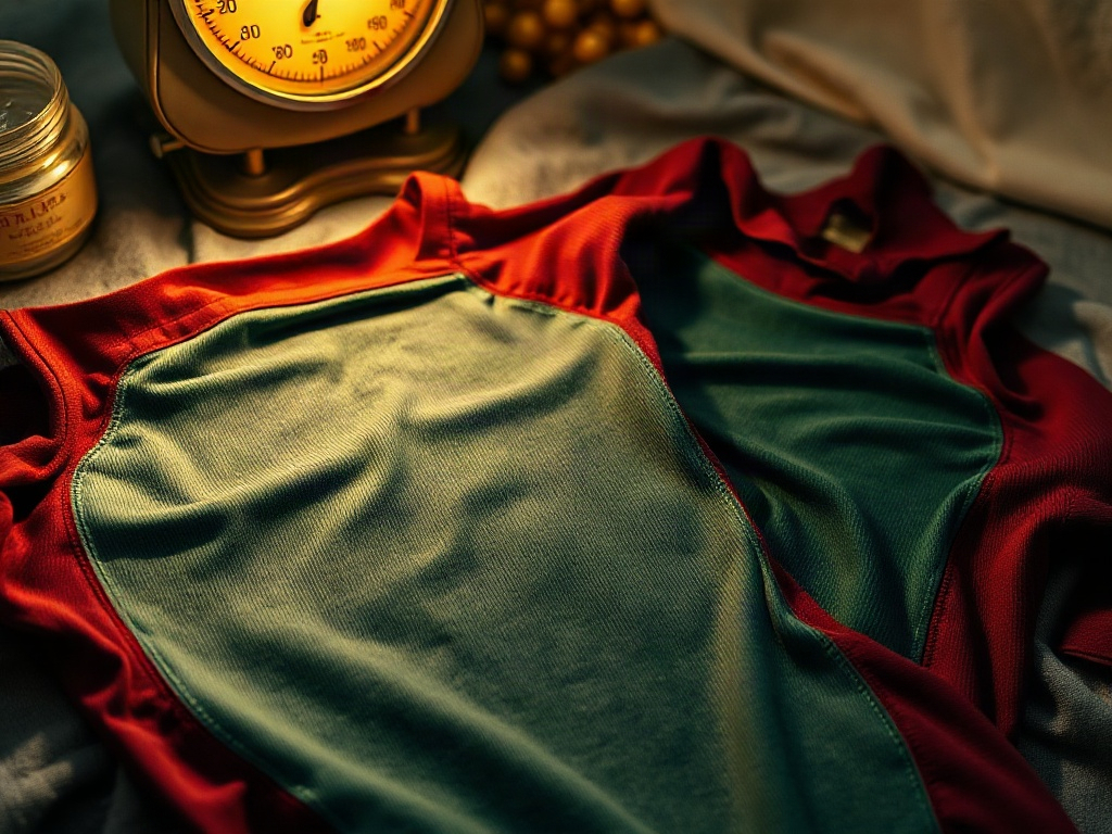 Costuras interiores de camiseta versión jugador comparadas con réplica bajo luz de escritorio